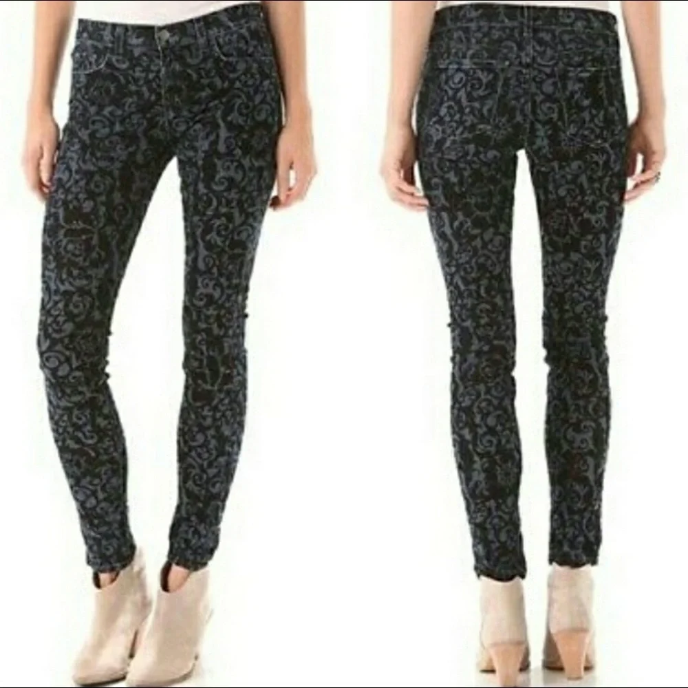 J Brand Skinny Leg Black Brocad Jean - Picture 10 of 10